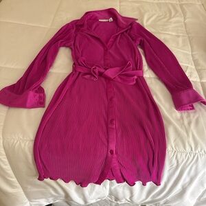 Vibrant Pink Button-Up Dress